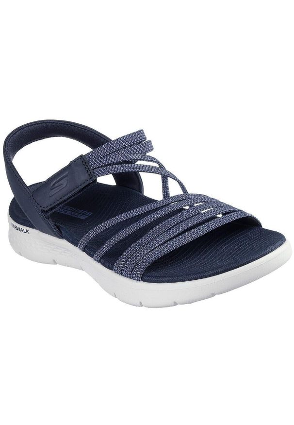 skechers - Sandały Skechers Go Walk Flex Sandal, Kobiety. Okazja: na plażę. Kolor: niebieski. Materiał: syntetyk, tkanina. Styl: sportowy