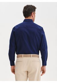 Pako Lorente - PAKO LORENTE - Granatowa koszula męska z lnem. Kolor: niebieski, biały. Materiał: len. Długość rękawa: długi rękaw. Długość: długie. Sezon: wiosna #5