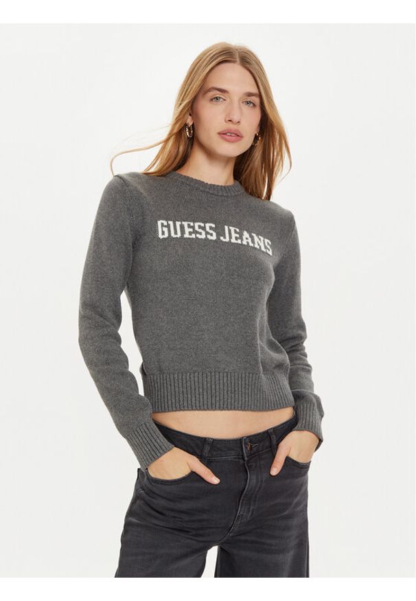 Guess Sweter W4BR10 Z3HM1 Szary Regular Fit. Kolor: szary. Materiał: bawełna