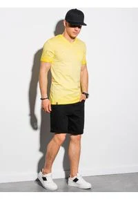 Ombre Clothing - T-shirt męski bawełniany S1388 - żółty - XXL. Kolor: żółty. Materiał: bawełna