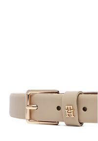 TOMMY HILFIGER - Tommy Hilfiger Pasek Damski Th Square 2.5 Go AW0AW17756 Beżowy. Kolor: beżowy. Materiał: skóra