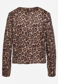 Renee - Beżowa Marynarka Ozdobiona Panterkowym Printem Enavel. Okazja: na spotkanie biznesowe, do pracy. Kolor: beżowy. Wzór: nadruk, aplikacja. Styl: biznesowy, elegancki, klasyczny #2
