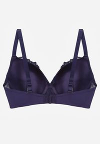 Renee - Granatowy Biustonosz Ozdobiony Koronką i Kokardką Aqiany. Kolor: niebieski. Materiał: koronka. Wzór: koronka, aplikacja #5