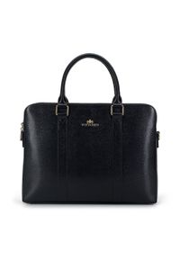 Wittchen - Damska torba na laptopa 13’’ skórzana klasyczna. Kolor: wielokolorowy, czarny, złoty. Materiał: skóra. Wzór: aplikacja, haft. Styl: klasyczny #1