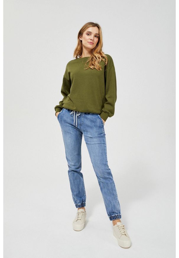 MOODO - Spodnie jeansowe typu jogger. Długość: długie. Wzór: gładki