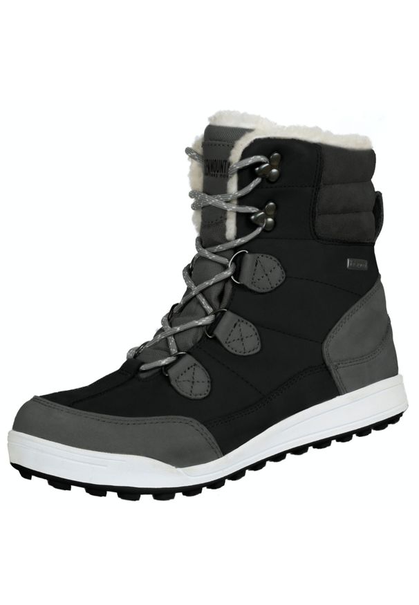 GUGGEN MOUNTAIN - Wodoodporne buty zimowe damskie futro wełna jagnięca. Kolor: szary. Materiał: futro, wełna. Sezon: zima. Styl: elegancki