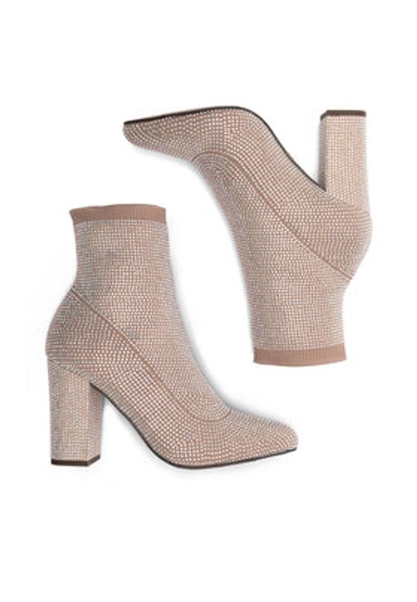 Nine West Botki KAS BYCCC03 Beżowy. Kolor: beżowy. Materiał: materiał