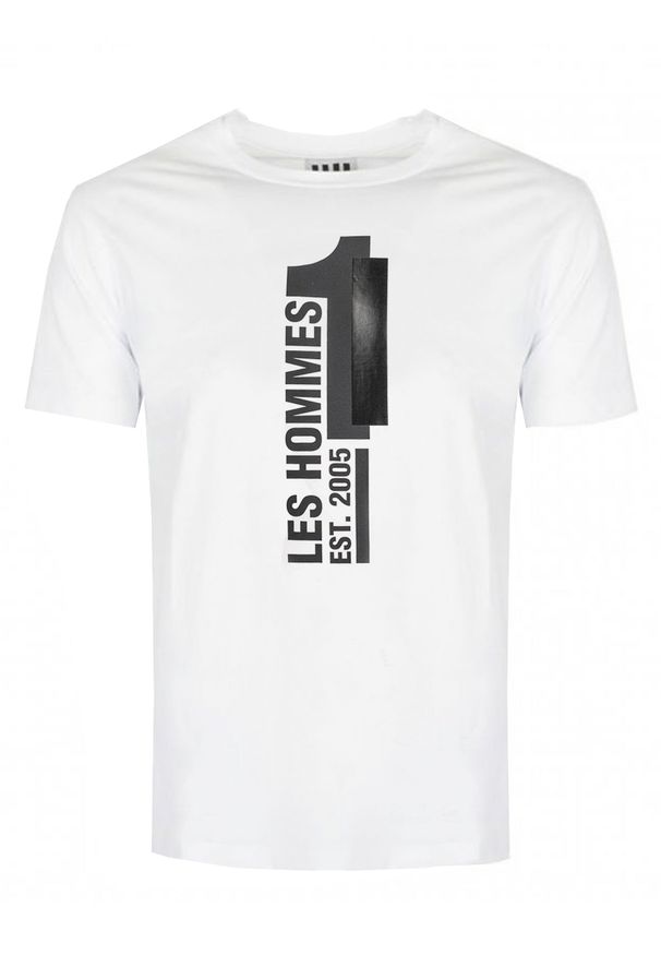 Les Hommes T-shirt | LLT205 721P | Round Neck T-Shirt | Mężczyzna | Biały. Okazja: na co dzień. Kolor: biały. Materiał: bawełna. Wzór: nadruk. Styl: casual