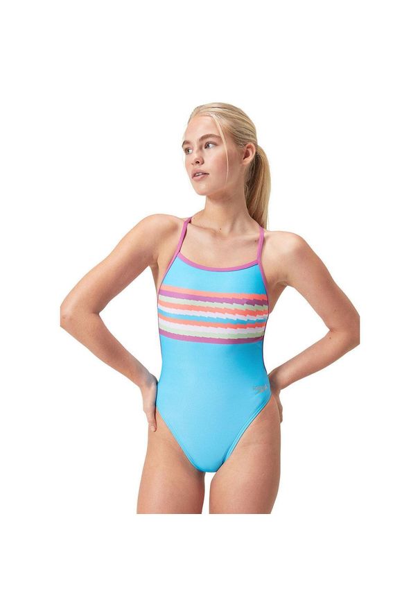 Strój Kąpielowy Speedo Digital Vback – Niebieski/Różowy – Rozmiar 30. Kolor: niebieski