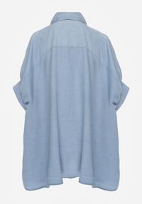 Renee - Jasnoniebieska Oversizowa Koszula z Wiskozą z Nietoperzowymi Rękawami 3/4 Cirithe. Okazja: na co dzień. Kolor: niebieski. Materiał: wiskoza. Styl: elegancki, casual #2