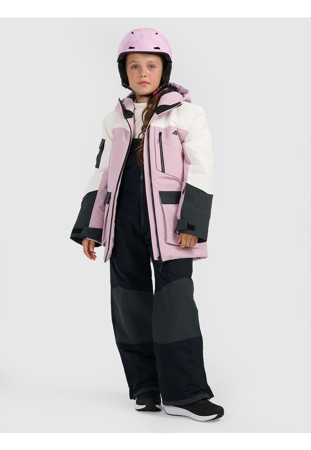 4f - 4F Kurtka snowboardowa membrana 10000 dziewczęca - różowa 122 (6-7 lat). Kolor: różowy. Materiał: poliester, materiał. Sezon: lato