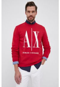 Armani Exchange - Bluza bawełniana. Okazja: na co dzień. Kolor: czerwony. Materiał: bawełna. Wzór: aplikacja. Styl: casual #3