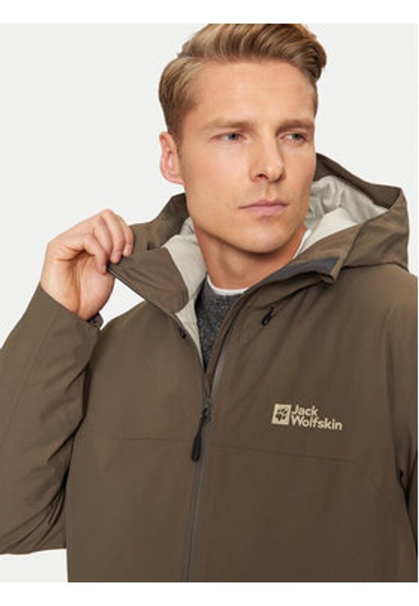 Jack Wolfskin Kurtka przeciwdeszczowa Wisper Ins A61870 Brązowy Regular Fit. Kolor: brązowy. Materiał: syntetyk