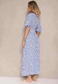 Renee - Biała Sukienka Rozkloszowana o Kopertowym Kroju w Kwiatowy Print Borriz. Okazja: na co dzień. Kolor: biały. Materiał: materiał. Wzór: kwiaty, nadruk. Sezon: lato, wiosna. Typ sukienki: kopertowe. Styl: casual, elegancki #4