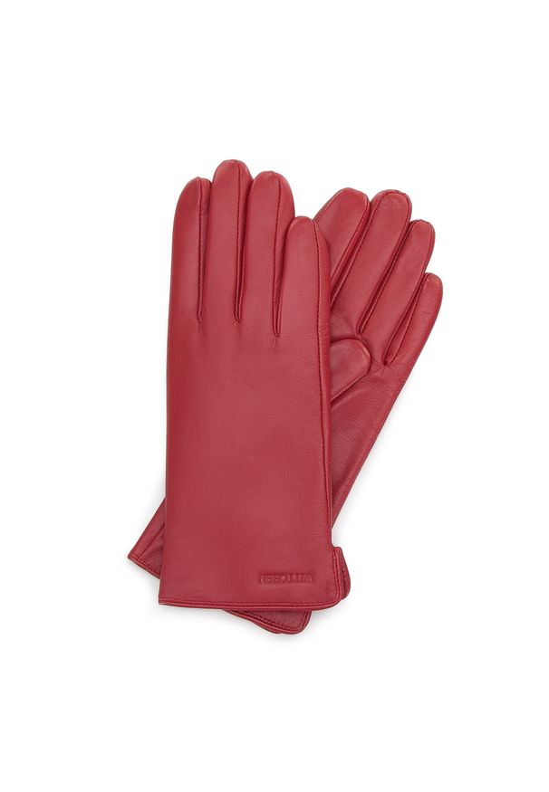Wittchen - Damskie rękawiczki skórzane gładkie czerwone. Kolor: czerwony. Materiał: skóra. Wzór: gładki. Sezon: jesień, zima. Styl: elegancki
