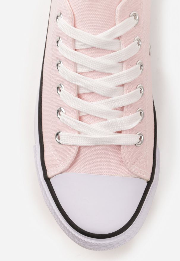 Born2be - Różowe Klasyczne Trampki z Cholewką pod Kostkę Amyete. Okazja: na co dzień, na spacer. Kolor: różowy. Materiał: jeans. Szerokość cholewki: normalna. Styl: klasyczny