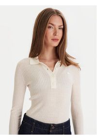Lacoste Sweter AF4006 Écru Slim Fit. Materiał: wełna #3