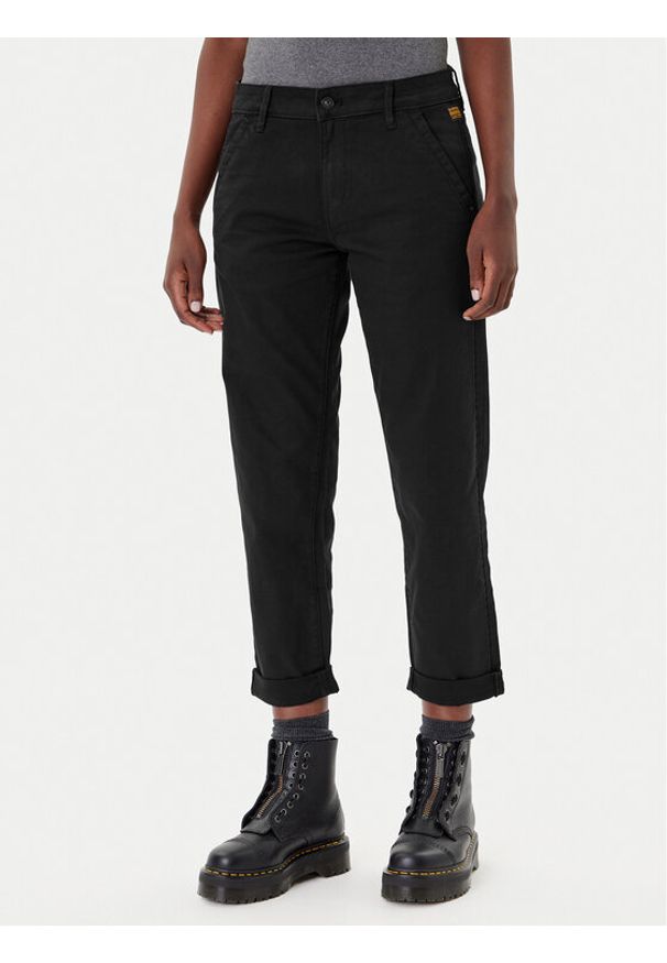 G-Star RAW - G-Star Raw Spodnie materiałowe Kate D25257-C106 Czarny Boyfriend Fit. Kolor: czarny. Materiał: bawełna