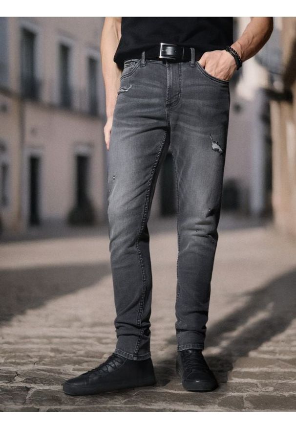 Sinsay - Jeansy skinny fit - szary. Kolor: szary
