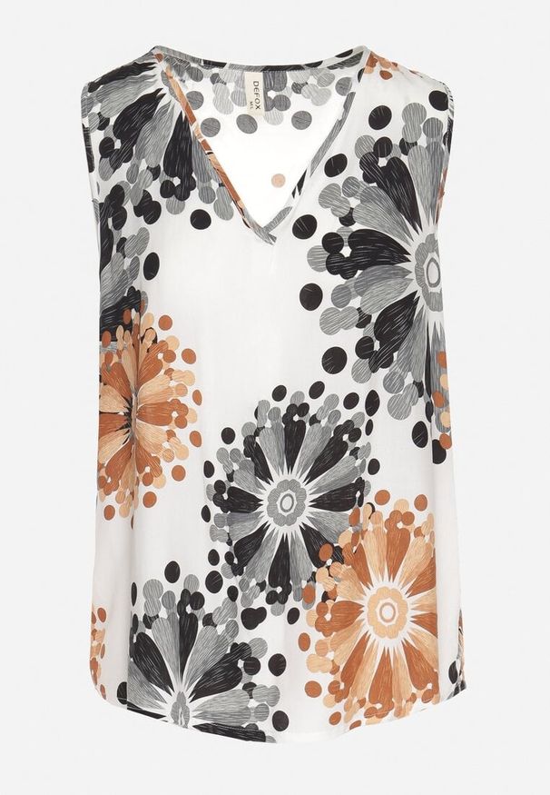 Born2be - Czarno-Beżowa Bluzka Top z Bawełny z Motywem Kwiatowym Ameliene. Okazja: na co dzień. Typ kołnierza: dekolt w serek. Kolor: czarny. Materiał: bawełna. Wzór: kwiaty. Styl: casual, elegancki
