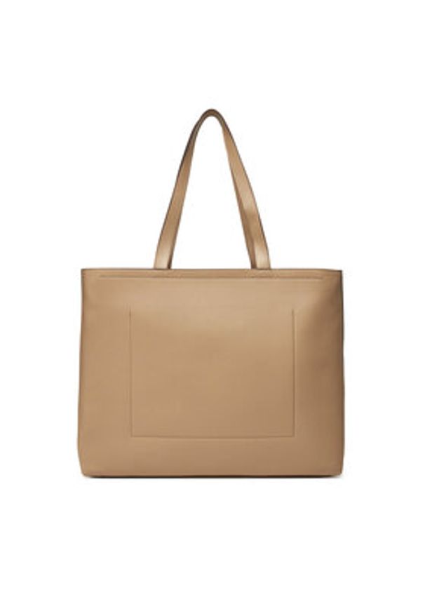 Calvin Klein Jeans Torebka Sculpted Slim Tote34 LV04K3070G Beżowy. Kolor: beżowy. Materiał: skórzane