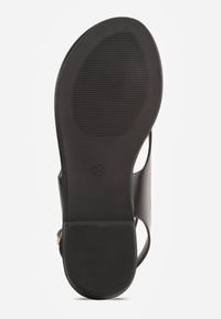 Born2be - Czarne Sandały Typu Japonki Ozdobione Okrągłą Aplikacją Vikianae. Okazja: na co dzień. Nosek buta: okrągły. Zapięcie: sprzączka. Kolor: czarny. Materiał: jeans. Wzór: aplikacja. Sezon: lato. Styl: casual, elegancki, boho #7