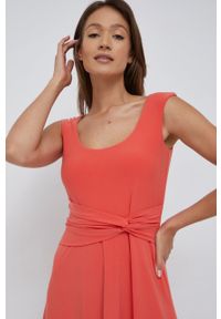 Lauren Ralph Lauren sukienka 250861682002 kolor pomarańczowy mini rozkloszowana. Kolor: pomarańczowy. Materiał: dzianina. Wzór: gładki. Typ sukienki: rozkloszowane. Długość: mini #3
