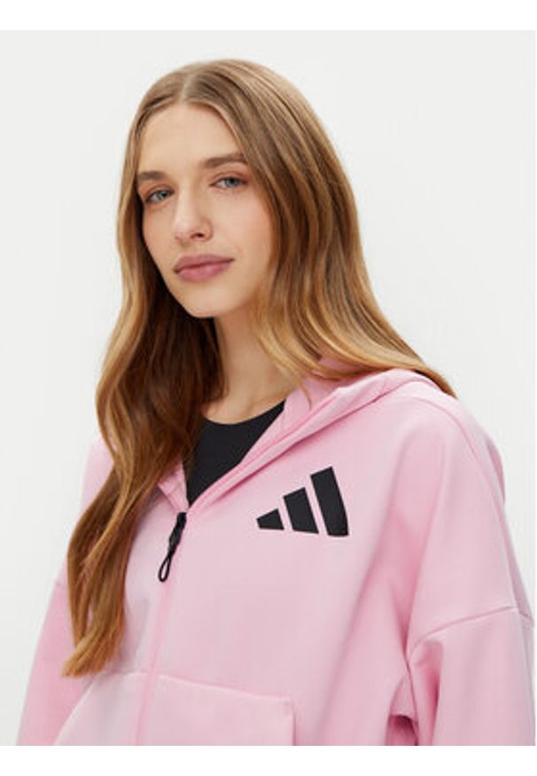 Adidas - adidas Bluza Z.N.E. JC5393 Różowy Loose Fit. Kolor: różowy. Materiał: bawełna
