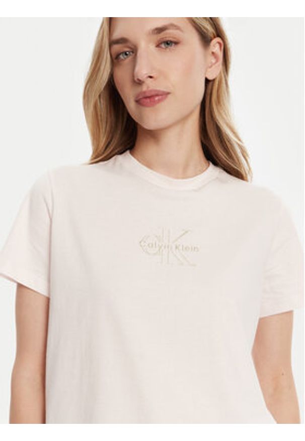 Calvin Klein Jeans T-Shirt Classic Monologo LV047D873G Różowy Regular Fit. Kolor: różowy. Materiał: bawełna