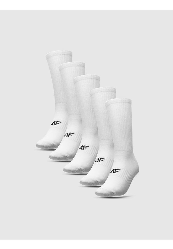 4f - 4F Skarpetki długie (5-pack) męskie - białe 43-46. Kolor: biały. Wzór: prążki. Sport: turystyka piesza