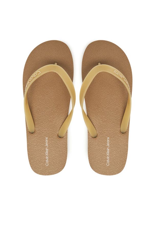 Calvin Klein Jeans Japonki Thong+ Tpu YM0YM01265 Beżowy. Kolor: beżowy. Materiał: syntetyk