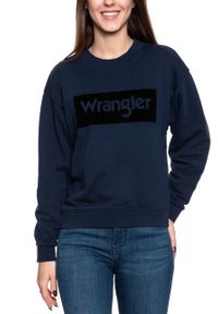 Wrangler - BLUZA WRANGLER HIGH RIB RETRO SWEAT NAVY W6N0HA114. Kolor: niebieski. Styl: retro