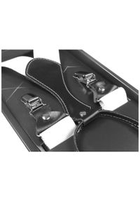 Modini - Białe szelki męskie do spodni - czarna skóra SZ3. Kolor: wielokolorowy, czarny, biały. Materiał: skóra #1