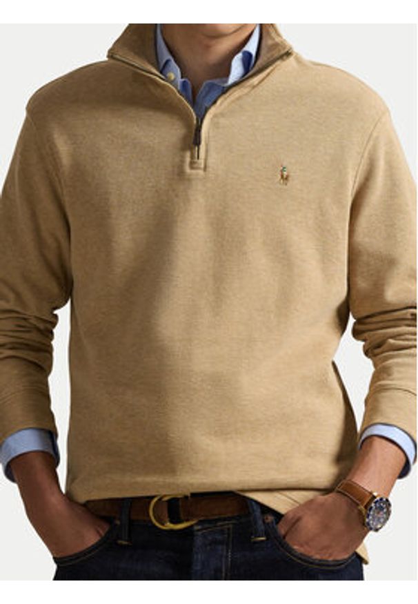 Polo Ralph Lauren Sweter 710P07411006 Beżowy Regular Fit. Typ kołnierza: polo. Kolor: beżowy. Materiał: bawełna