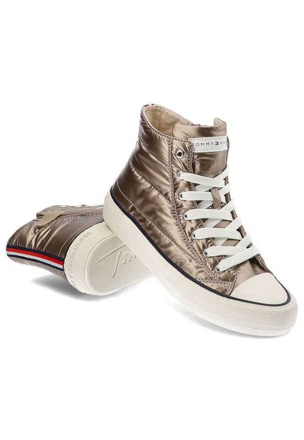 TOMMY HILFIGER - Różowe Trampki Tommy Hilfiger Modne Pikowane Buty Damskie. Kolor: różowy. Materiał: skóra ekologiczna, materiał. Szerokość cholewki: normalna. Styl: klasyczny