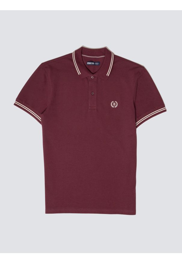 Big-Star - Koszulka męska polo bordowa Poller 604. Okazja: na randkę, do pracy. Typ kołnierza: polo. Kolor: czerwony. Materiał: dzianina, jeans. Wzór: haft. Styl: elegancki, klasyczny, sportowy