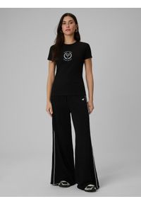4f - 4F T-shirt slim z nadrukiem damski - czarny L. Okazja: na spacer, na co dzień. Kolor: czarny. Materiał: bawełna, jeans, materiał. Wzór: nadruk. Styl: casual #2
