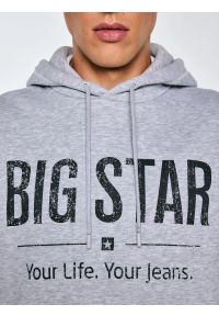 Big-Star - Bluza męska z kapturem z logo BIG STAR szara Ashlyno 901. Typ kołnierza: kaptur. Kolor: szary. Materiał: dresówka, dzianina. Wzór: nadruk