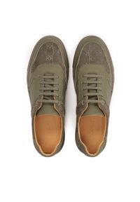 Kazar - Męskie buty sportowe w monogramy KAZAR. Kolor: zielony. Materiał: skóra, zamsz. Szerokość cholewki: normalna. Wzór: aplikacja #5