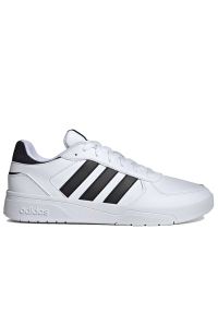 Adidas - Buty adidas Courtbeat Court Lifestyle ID9658 - białe. Okazja: na co dzień. Zapięcie: pasek. Kolor: biały. Materiał: guma, syntetyk. Szerokość cholewki: normalna. Wzór: paski. Sport: tenis