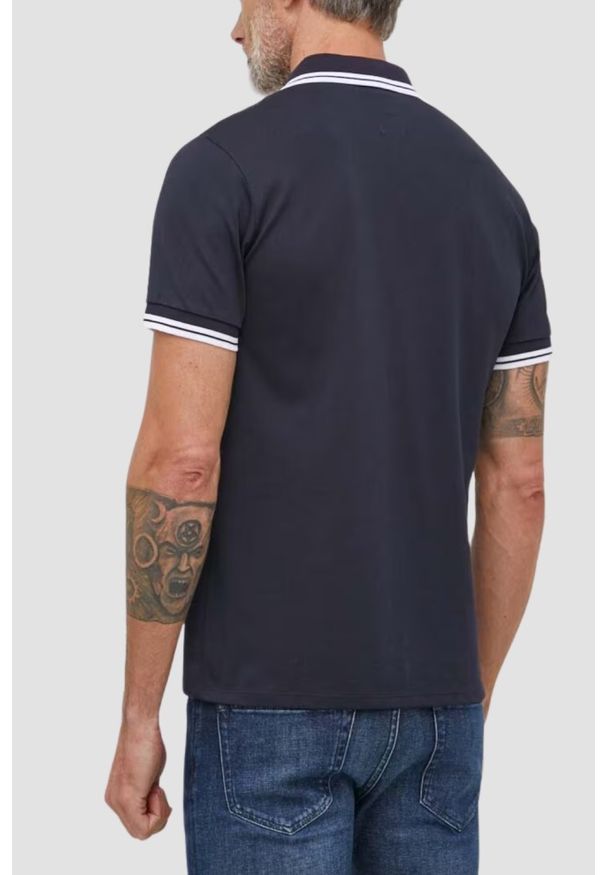 Guess - GUESS Granatowe męskie polo Pique. Typ kołnierza: polo. Kolor: niebieski