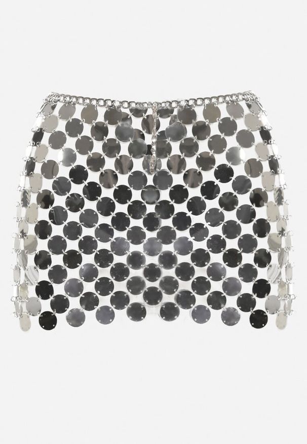 Born2be - Srebrna Siateczkowa Narzutka na Spódnicę z Cekinów Arandors. Okazja: na co dzień. Stan: obniżony. Kolor: srebrny. Wzór: aplikacja. Styl: casual, glamour