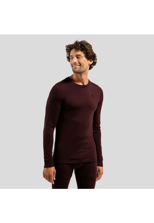 Bluza termoaktywna męska Odlo Merino 200 BL Top Crew Neck LS. Kolor: brązowy. Długość rękawa: długi rękaw. Długość: długie