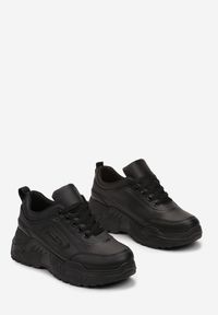 Renee - Czarne Sneakersy na Platformie Jeta. Kolor: czarny. Obcas: na platformie #4