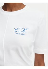 Calvin Klein Jeans T-Shirt LV047G808G Biały Slim Fit. Kolor: biały. Materiał: bawełna #5