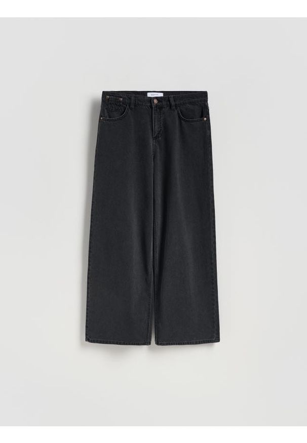 Reserved - Jeansy wide leg - czarny. Kolor: czarny
