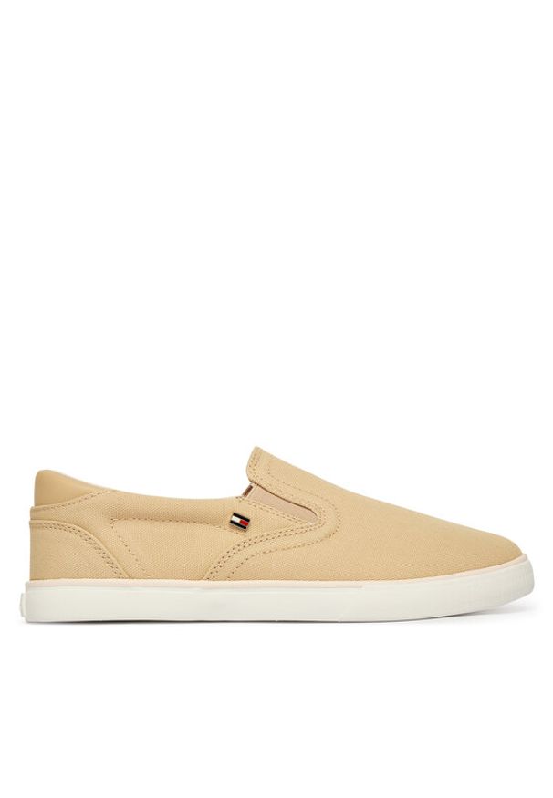 TOMMY HILFIGER - Tommy Hilfiger Tenisówki Th Low Profile Slip On FW0FW09103 Beżowy. Zapięcie: bez zapięcia. Kolor: beżowy. Materiał: materiał
