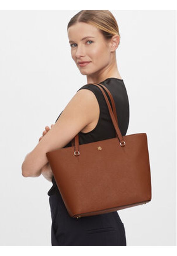 Lauren Ralph Lauren Torebka 431924351002 Brązowy. Kolor: brązowy. Materiał: skórzane