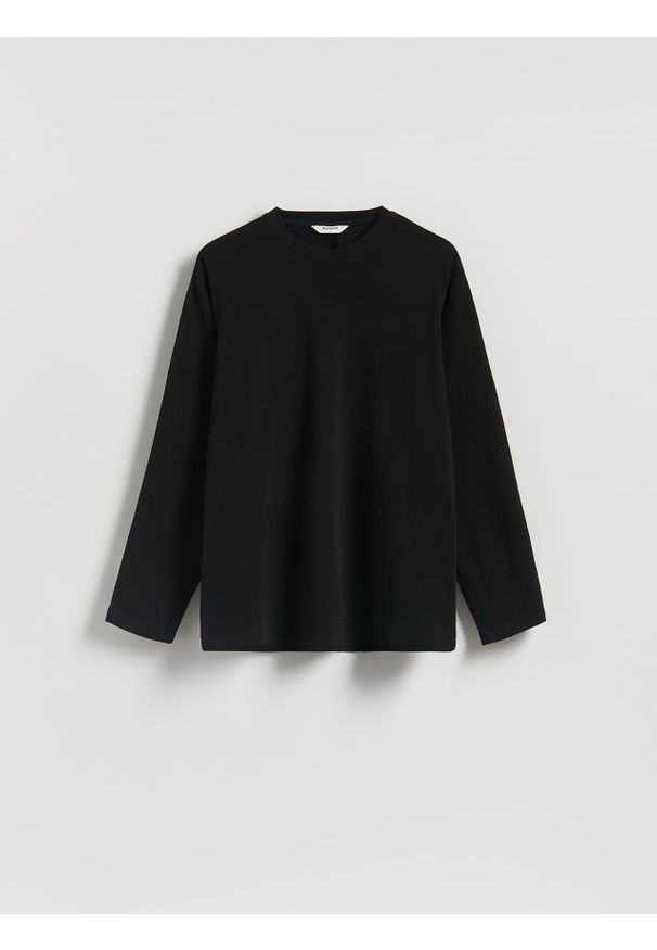 Reserved - Longsleeve regular - czarny. Kolor: czarny. Materiał: dzianina. Długość rękawa: długi rękaw. Wzór: gładki