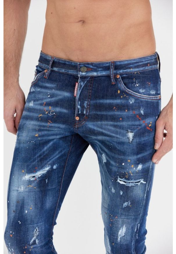 DSQUARED2 Granatowe męskie jeansy sexy twist jean, Rozmiar 46. Kolor: niebieski